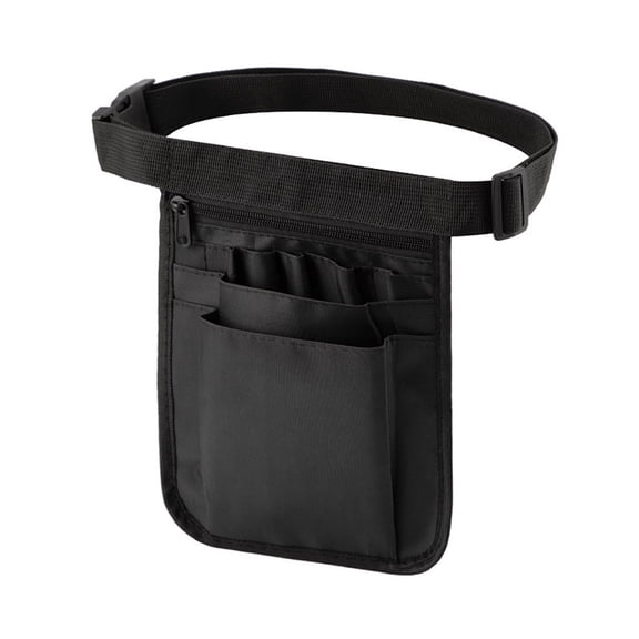 Waist Tool Bag Organizer Pouch, Multi Pocket Cloth Utility Belt Bag for Nurses Hairstylists Technicians, Work Tool Storage Fanny Pack, Black 8.27x6.5x6.3 Inch