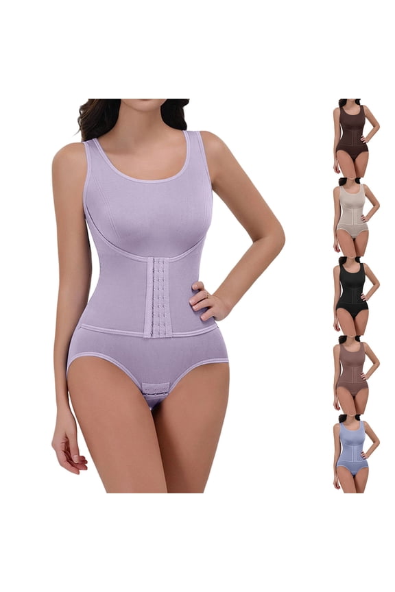Waist Trainer Bodysuit for Women Abdomen Control Butt Lifting Compression Shapewear Breathable Underwear Breathable Shapewear with Wide Straps - High Waist Tummy Control Body Shaper Black L