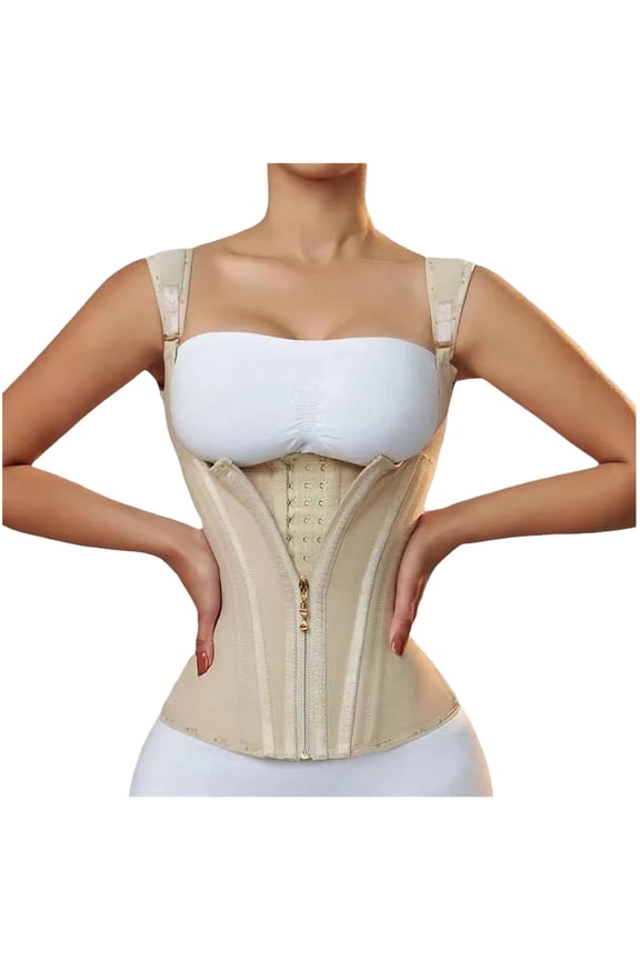 Waist Trainer Corset For Women, Tummy Control Faja Body Shaper, Sports Workout Girdle With Adjustable Shoulder Strap