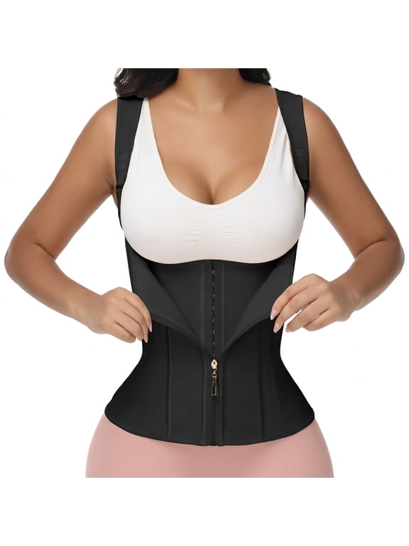 Waist Trainer Corset For Women, Tummy Control Sports Girdle | Tummy Control Waist Trainer with Zipper and Hooks, Steel Boned Waist Trainer Corset with Back Support for Postpartum Recovery