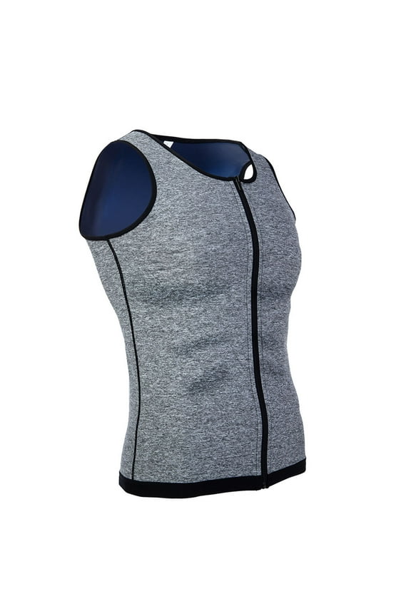 Waist Trainer Sweat Vest for Men, Hot Neoprene Sauna Tank Top Vest with Zipper, Gym Workout Sauna Vest, Gray, M