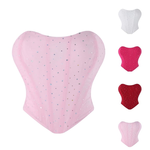 Waist Trainer for Women Breathable Mesh Elastic Bustier Top Shapewear Camisole Weight Loss Helper Pink L