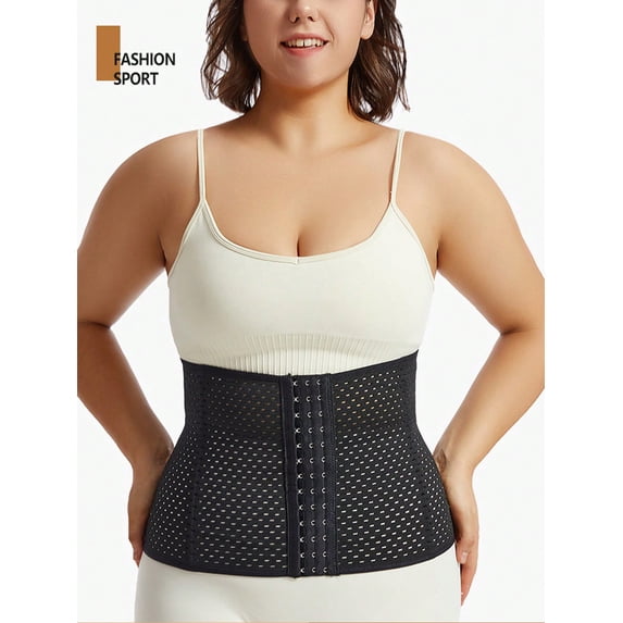 Waist Trainer for Women Corset Shapewear Tummy Control Body Shaper Front Buckle Breathable Waist Cincher Black