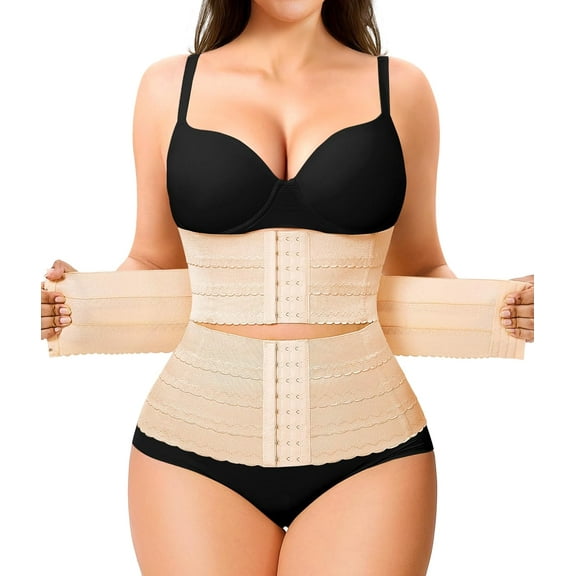 Waist Trainer for Women Corset Shapewear Tummy Control Segmented Waist Cincher Workout Girdle-Beige X-Large