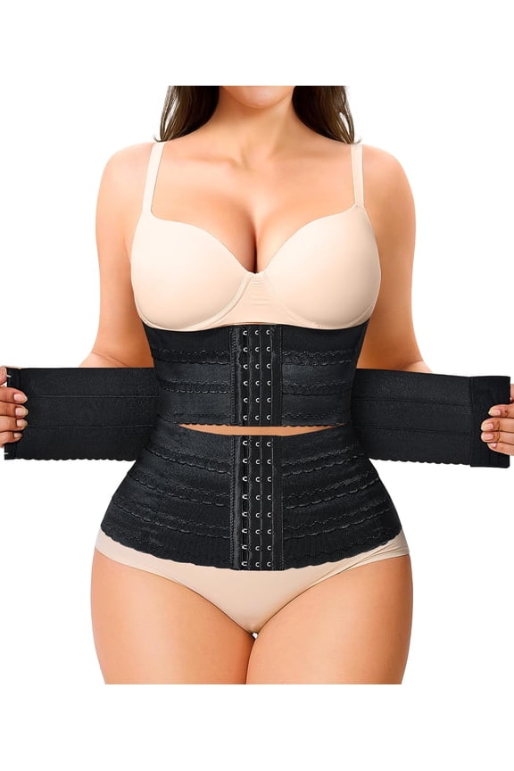 Waist Trainer for Women Corset Shapewear Tummy Control Segmented Waist Cincher Workout Girdle-Black Small