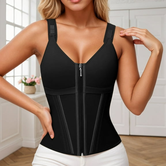 Waist Trainer for Women Corset Shapewear with Zipper Women's Waist Cincher Tank Top with Adjustable Straps