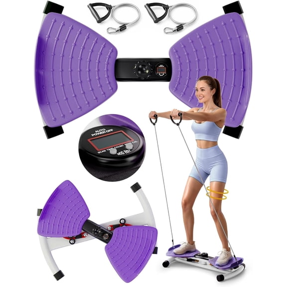 Waist Twister Machine Exercise, Ab Twist Board with Smart LED Digital Counter, Supports 300 lbs, Noiseless, Anti-Slip, Compact Portable for Home Gym Workout Equipment (Deep Purple)