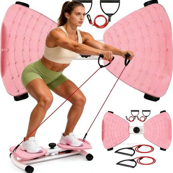 Waist Twister Machine Exercise, Ab Twister Board with 300 Lbs Weight Capacity, Adjustable Noiseless Twist Board(Pink)