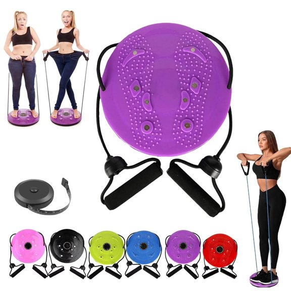 Waist Twister Sculptor Machine with Exercise Arm Bands, Ab Twist Disc Board with Massage Base, Adjustable Twisting Fitness Tool for r Arms, Hips and Thighs