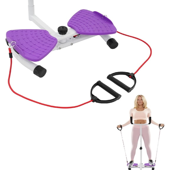 Waist Twisting Machine with Handlebar, Ab Twist Board with Adjustable Height Handle, 330 lbs Capacity Waist Twister for Women Belly Fat, Home Gym Exercise Equipment for Slim Waist(Purple)