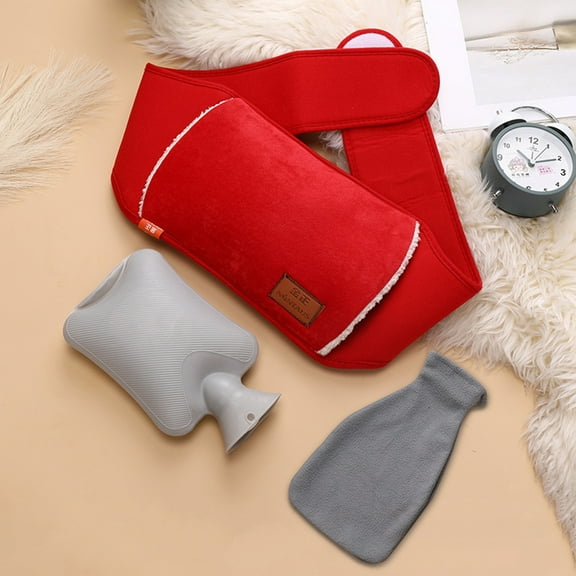 Waist Warm Belt, Hot Water Bag Waist Wrap, 1L PVC Rubber Heating Pad for Menstrual Cramps Muscle Pain Relief, Red