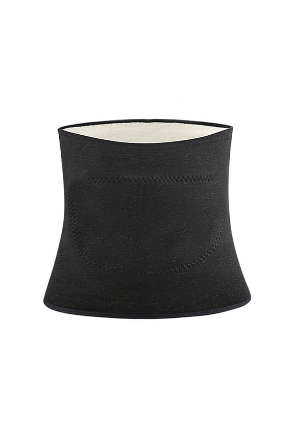 Waist Warmer Thermal Fleece Lining Abdomen Back Warmer Belt Warm Belly Wrap Women's Lower Back Support Waistband for Winter Sports-Black