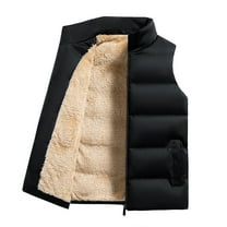Waistcoat Vest For Men Sevevn Men's Puffer Vest Sherpa Lined Outdoor Zipper Fleece Vest Warm Sleeveless Men Winter Jackets