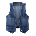 thumbnail image 1 of Waistcoat for Women Button Down Denim Vest Elegant Jacket Country Trendy Sleeveless Tops Casual V Neck Loose Y2K Jeans Jacket Dark Blue L, 1 of 4