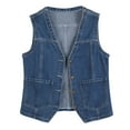 thumbnail image 1 of Waistcoat for Women Elegant Jacket Sleeveless Tops Casual V Neck Button Down Denim Vest Y2K Jeans Jacket Loose Country Trendy Dark Blue XXL, 1 of 4