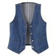 thumbnail image 1 of Waistcoat for Women V Neck Elegant Jacket Country Trendy Sleeveless Tops Casual Button Down Denim Vest Loose Y2K Jeans Jacket Dark Blue M, 1 of 4