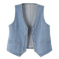 thumbnail image 1 of Waistcoat for Women V Neck Elegant Jacket Country Trendy Sleeveless Tops Casual Button Down Denim Vest Loose Y2K Jeans Jacket Light Blue XXXL, 1 of 4
