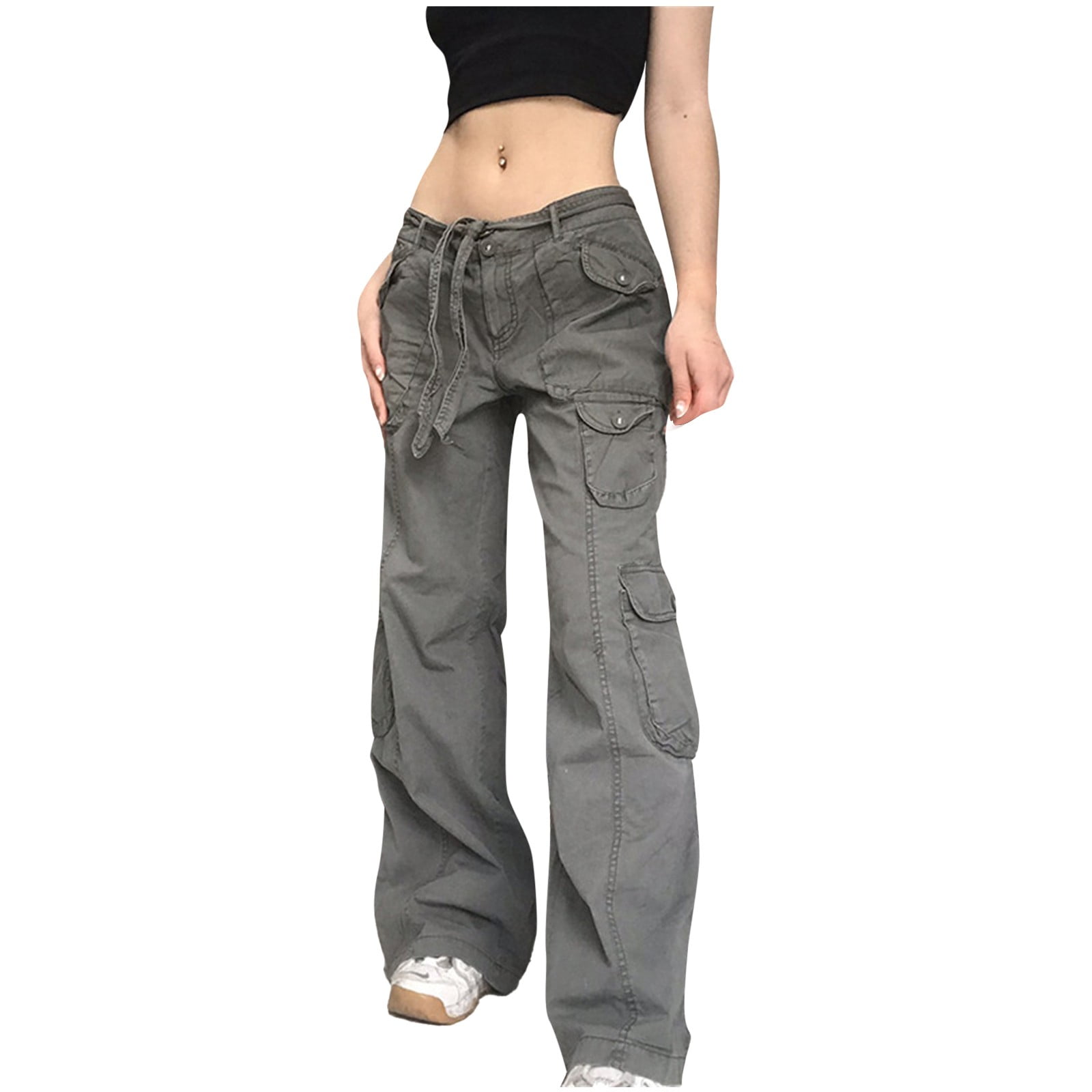 Waisted Solid Women's Trousers Mid Leg Casual Wide Straight