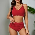 thumbnail image 1 of Waisted Swimsuits For Women Scalloped Bikini Sets Back Lace Up Tankini Sets Bathing Suit Shirt And Shorts Two Piece Swimsuits for Women with Shorts Womens Bathing Suits Size Medium High Neck Bikini, 1 of 5