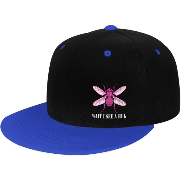 Wait I See A Bug Flat Bill Hats Contrast Hip Hop Baseball Cap Unisex Snapback Rock Caps