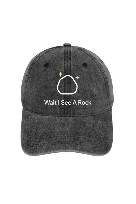 Wait I See A Rock Charcoal Classic Unisex Cotton Adjustable Baseball Cap – Plain Dad Hat