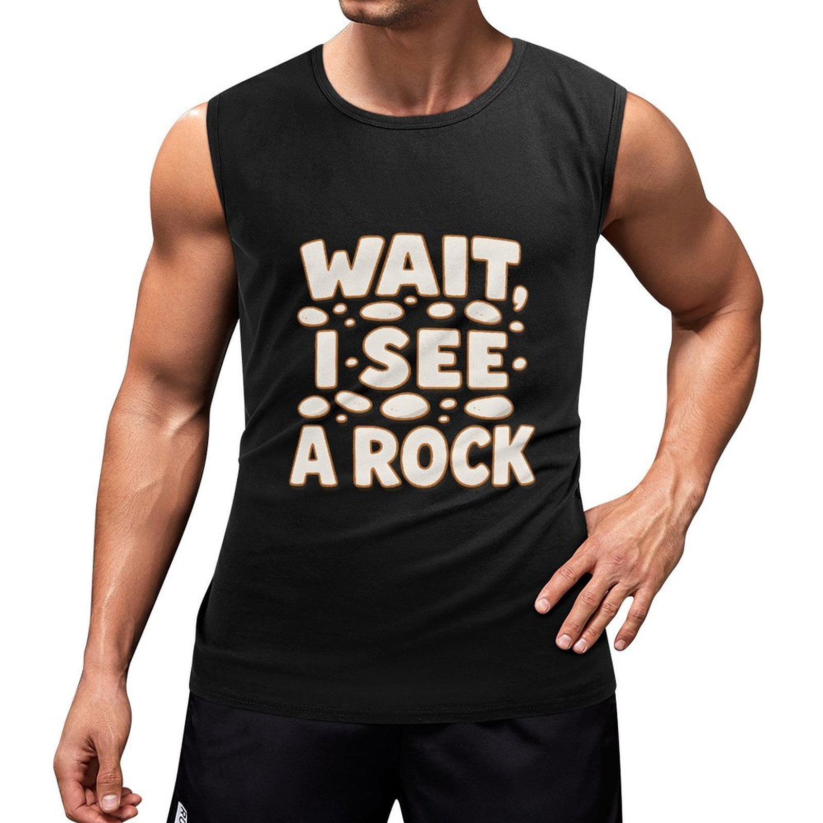 Men's Rocker Image Wait I See A Rock Men's Cotton Sleeveless Muscle Shirts Tank Tops ...