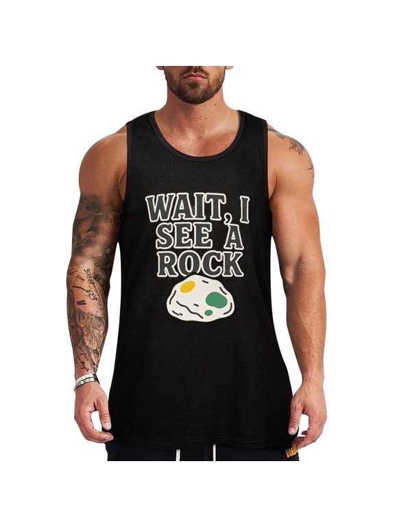 Wait I See A Rock Workout Tank Top Gym Muscle Tee Sleeveless T Shirt XX-Large