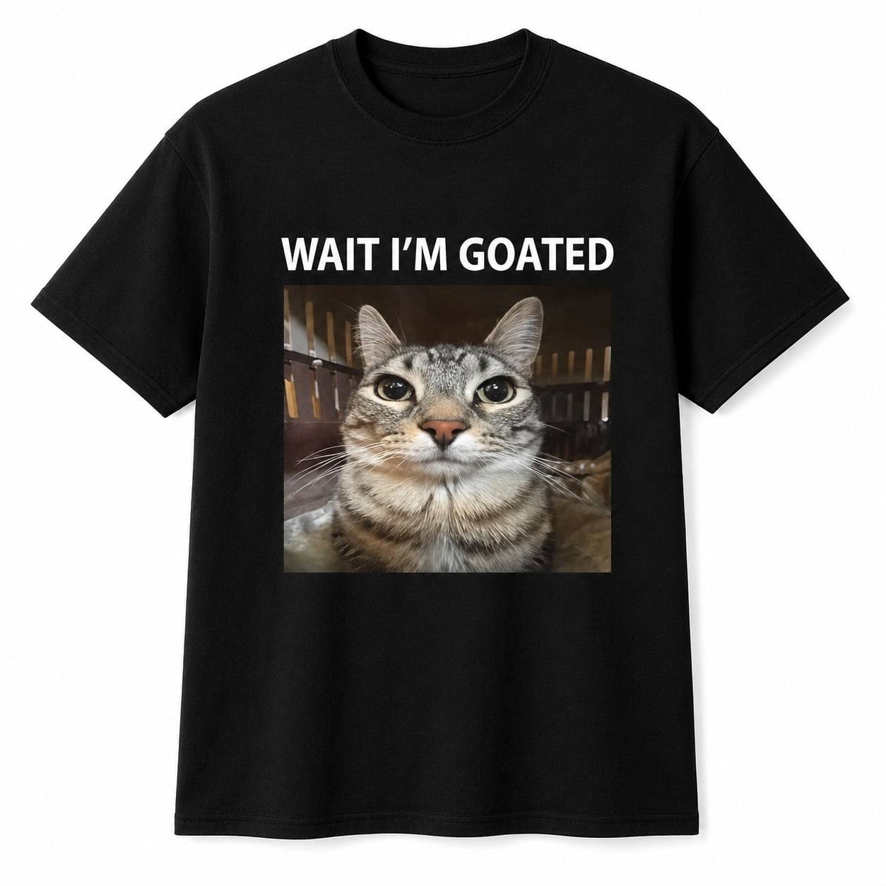 Wait I’m Goated Cat Meme Graphic T-Shirt, Unisex Classic Fit - Walmart.com