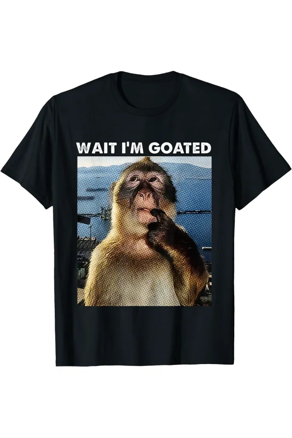 Wait I'm Goated Funny Thinking Monkey Meme Brainrot Gift Y2K T-Shirt