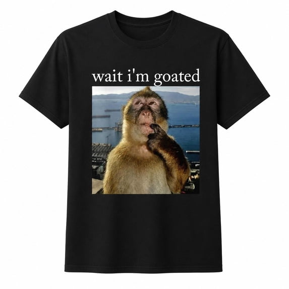 Wait I'm Goated Monkey Graphic T-Shirt, Unisex Classic Fit Meme Tee