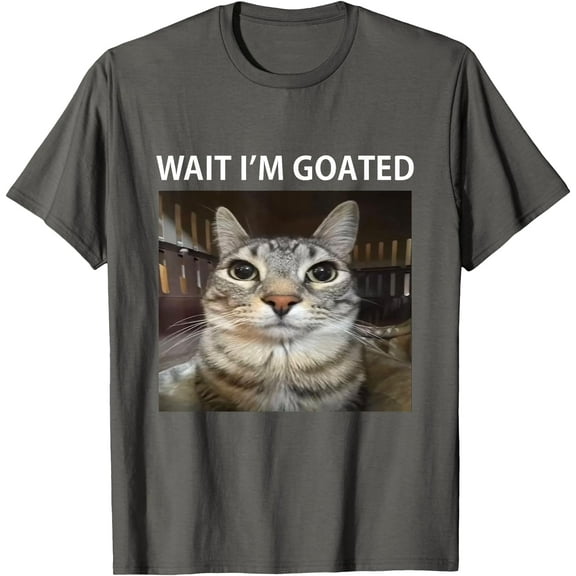 Wait I'm Goated Silly Cat Meme Unisex T-Shirt for Men Women Kids Toddler,Charcoal Color,Size 3T