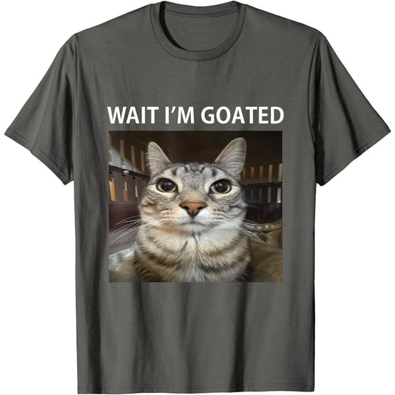 Wait I'm Goated Silly Cat Meme Unisex T-Shirt for Men Women Kids Toddler,Charcoal Color,Size YM