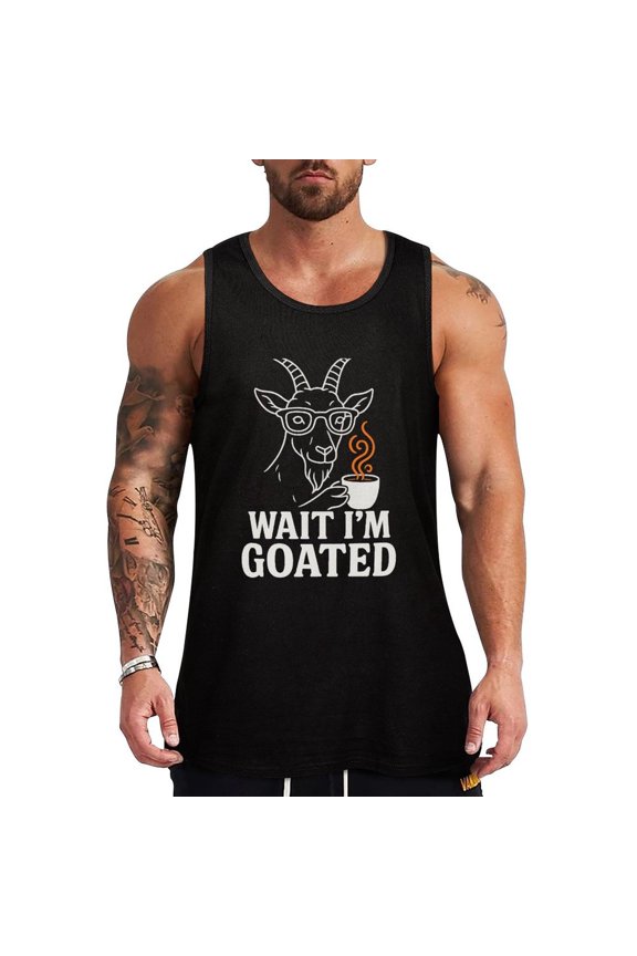 Wait Im Goated_1 Men's Tank Top Muscle Workout Gym Sleeveless Shirt for Workout, Casual Wear, Walking X-Large