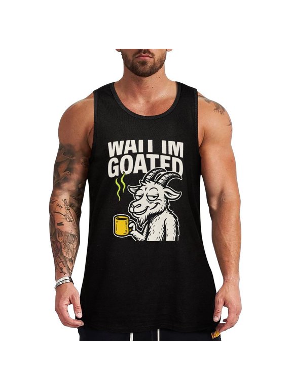 Wait Im Goated_3 Men's Tank Top Muscle Workout Gym Sleeveless Shirt for Workout, Casual Wear, Walking X-Large