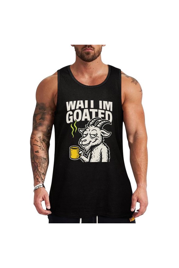Wait Im Goated_3 Men's Tank Top Muscle Workout Gym Sleeveless Shirt for Workout, Casual Wear, Walking X-Large