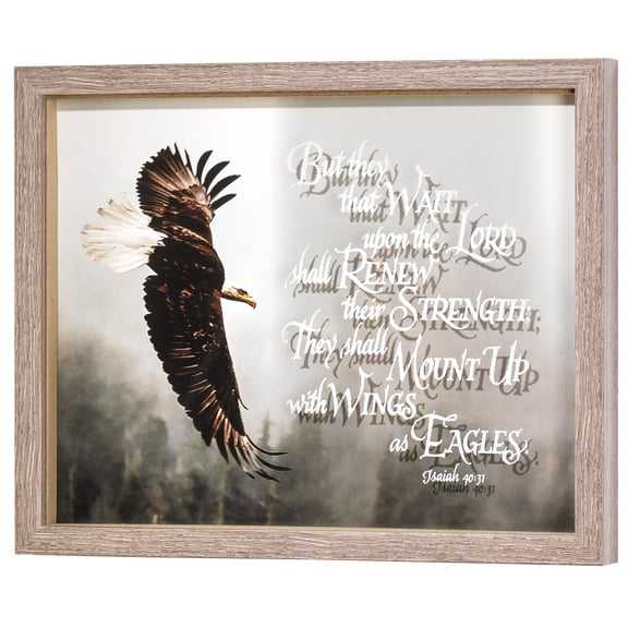 Wait Upon the Lord Renew Strength Black Eagle 12 x 15 Wood Decorative Wall Sign Plaque