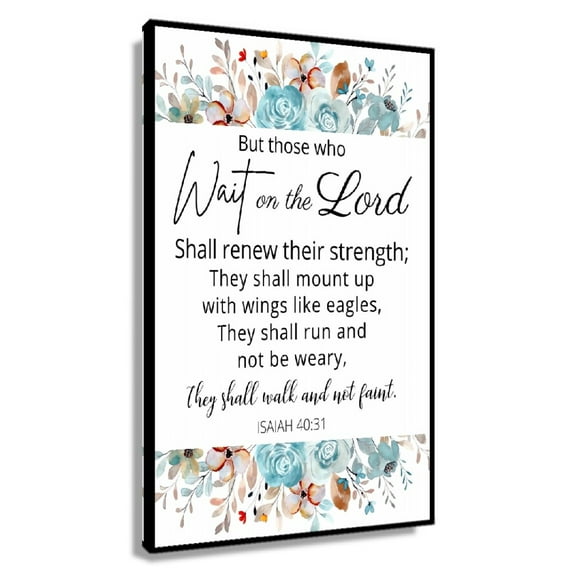 Wait on The Lord Print Isaiah 40 31 Bible Verse Scripture Wall Artwork for Bedroom Wall Hanging Decorations Vertical Pictures Poster Printing