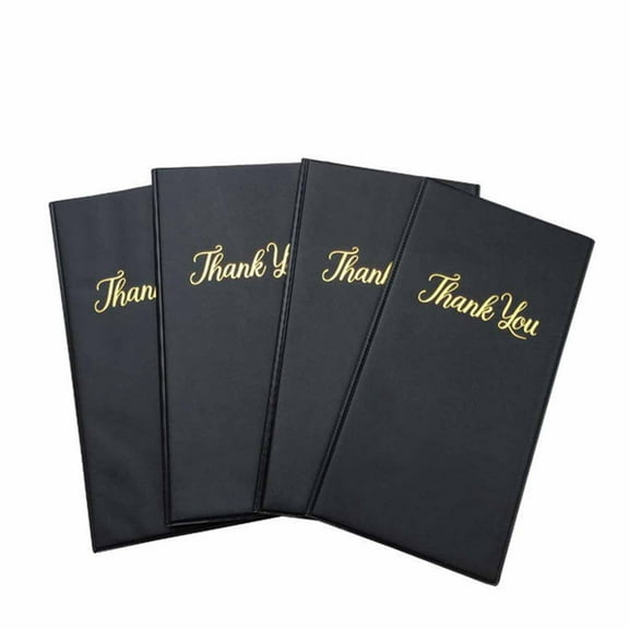 Waiter Book 2 in 1 Black PU Leather Odorless Waterproof Card Pocket Serving Book for Dish Order Cashier