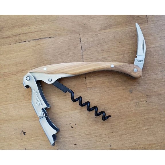 Waiter Cork Screw Olivewood & Metal Hd Bar Wine Key BotNTLe Opener & Cap Remover