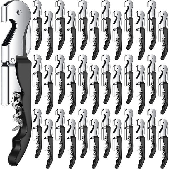 Waiter Corkscrew Wine Openers Heavy Duty Hinges Wine Key Bottle Opener All in One Double Hinged Waiter's Corkscrew with Foil Cutter Wine Tools for Bartenders Servers Sommelier (Black, 60)