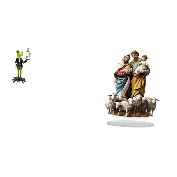 Waiter Frog Statue Desktop Figurine Acrylic Tabletop Ornament Unique Resin Material for Home Fireplace Shelf Decor