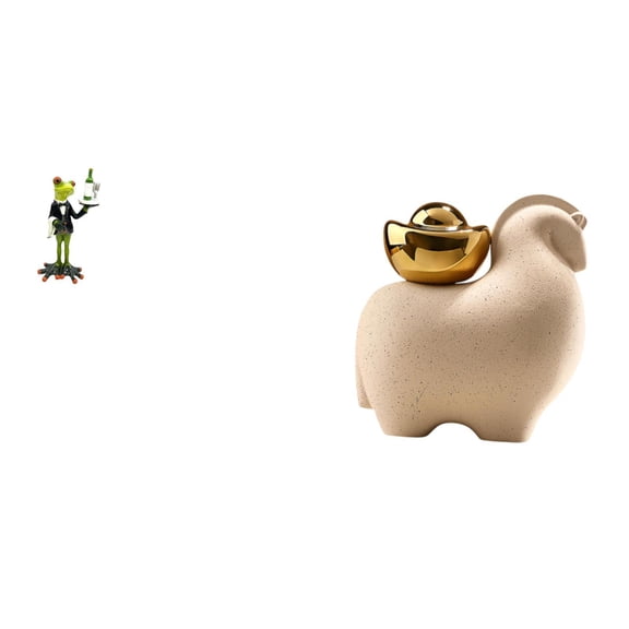 Waiter Frog Statue Mini Animal Sculpture Desktop Figurine Resin Material for Living Room Fireplace Decor