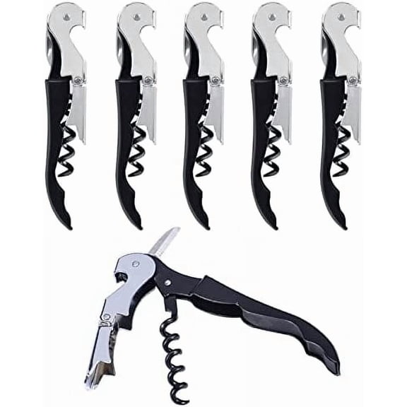 Waiter's Corkscrew, Wine Opener with Foil Cutter, Waiter's Friend, Professional Wine Key for Servers, Bottle Opener, Beer Opener, Wine Accessory (5 Pack)