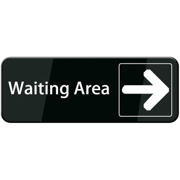 Waiting Area With Right Arrow Sign, 10X3 Inch Self Adhesive Sign For Door Or Wall, Easy Installation, Premium Acrylic Design For Business Store, Shop, Cafe, Office, Restaurant