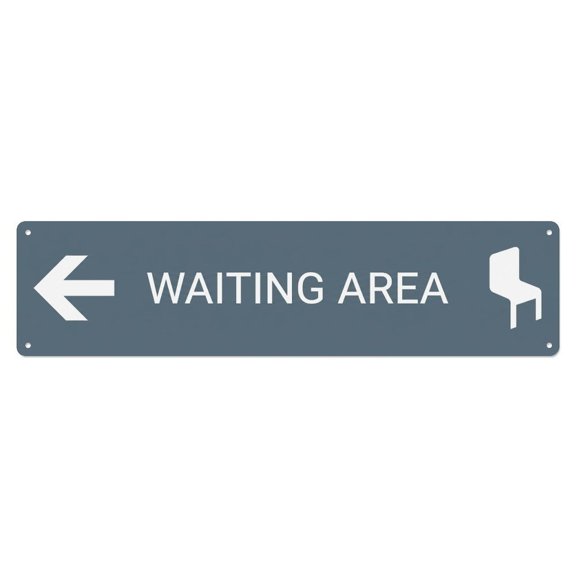 Waiting Area Sign Steel White Left Vintage Metal Tin Sign Plaque Wall Decor for Cafe, Club, Garden Metal Poster 4x16Inch