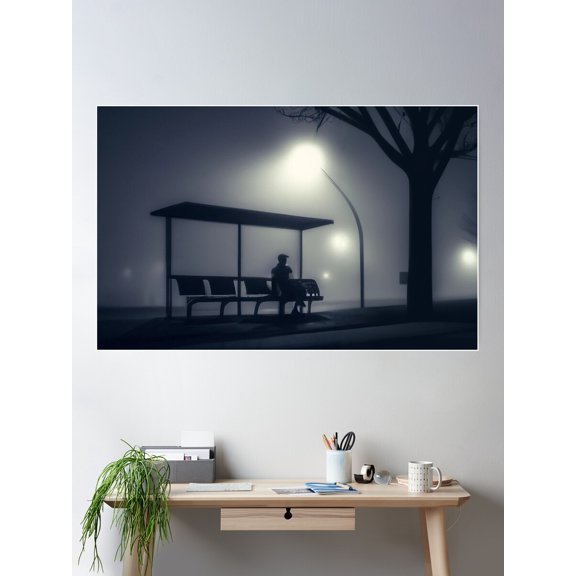 Waiting Bench Poster Wall Art, Modern Wall Decor For Living Room Bedroom, 24x36 UNFRAMED