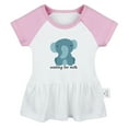 thumbnail image 1 of Waiting For Milk Funny Dresses For Baby, Newborn Babies Animal Elephant Pattern Skirts, Infant Princess Dress, 0-24M Kids Graphic Clothes (Pink Raglan Dresses, 6-12 Months), 1 of 4