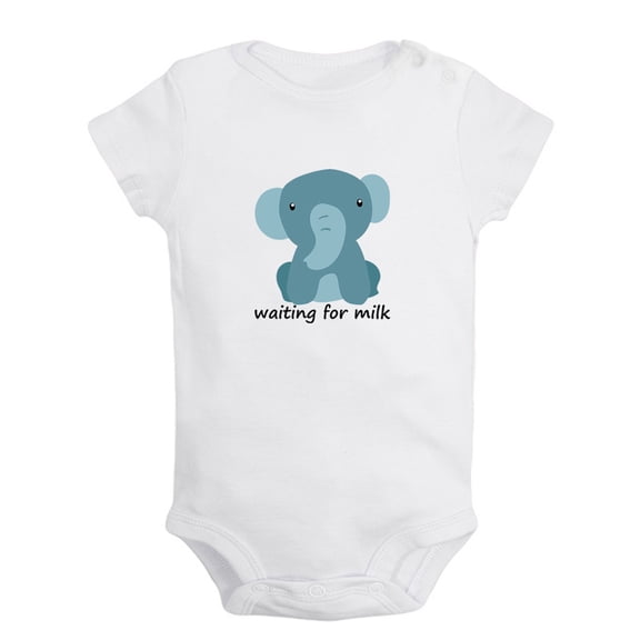 Waiting For Milk Funny Rompers For Babies, Animal Elephant Pattern Baby Jumpsuit, Newborn Baby Unisex Bodysuits, Infant Jumpsuits, Toddler 0-24 Months Kids One-Piece Oufits