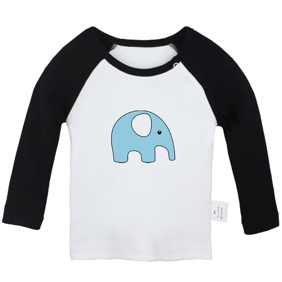 Waiting For Milk Funny T shirt For Baby, Newborn Babies Animal Elephant T-shirts, Infant Tops, 0-24M Kids Graphic Tees Clothing (Long Black Raglan T-shirt, 12-18 Months)