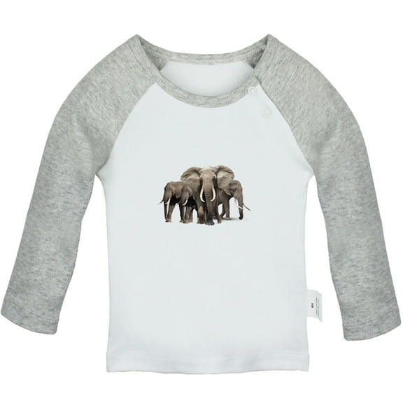 Waiting For Milk Funny T shirt For Baby, Newborn Babies Animal Elephant T-shirts, Infant Tops, 0-24M Kids Graphic Tees Clothing (Long Gray Raglan T-shirt, 6-12 Months)